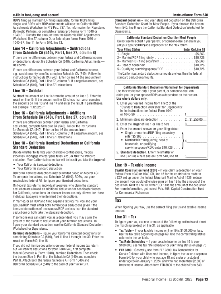 2023 2025 Form CA FTB 540 540A BK Fill Online Printable Fillable Blank PdfFiller