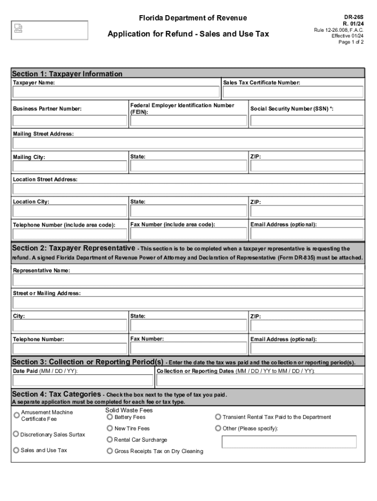 2024 Form FL DoR DR 26S Fill Online Printable Fillable Blank PdfFiller