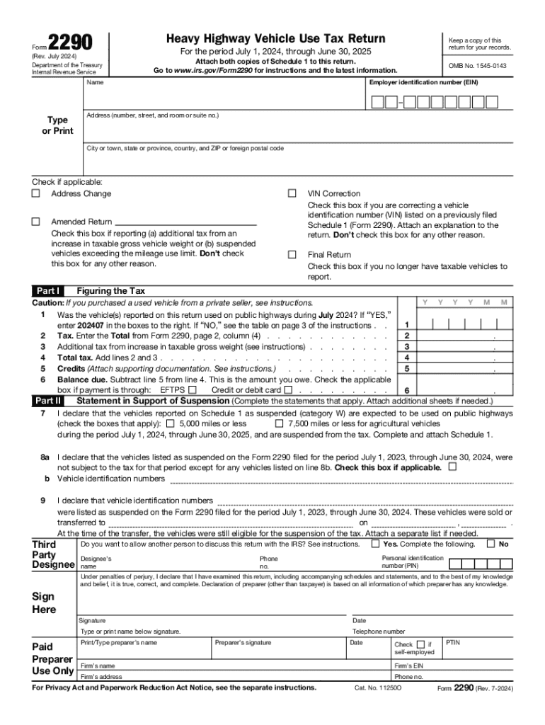 2024 Form IRS 2290 Fill Online Printable Fillable Blank PdfFiller