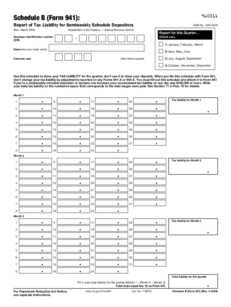 2024 Form IRS 941 Schedule B Fill Online Printable Fillable Blank PdfFiller