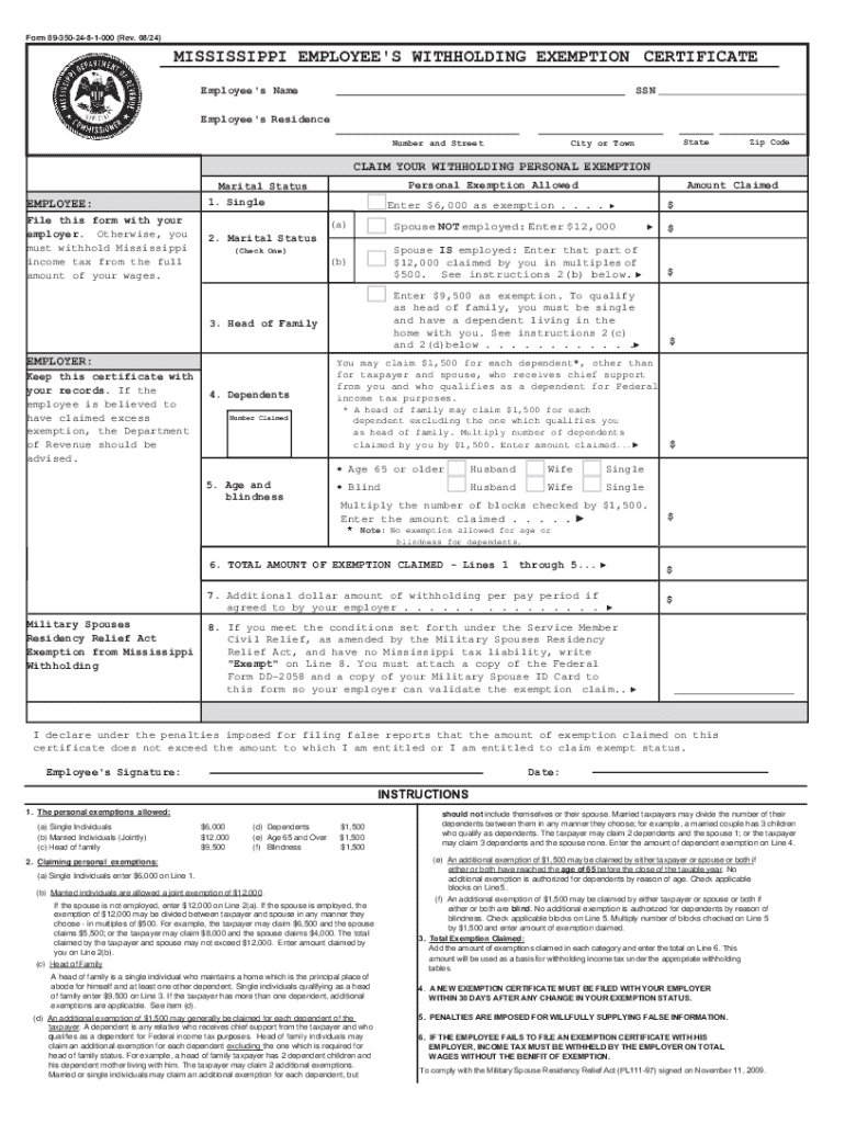 2024 Form MS DoR 89 350 Fill Online Printable Fillable Blank PdfFiller