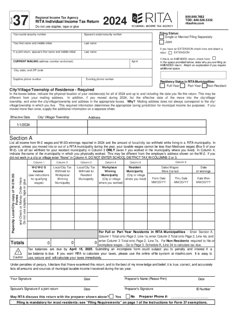 2024 Form OH RITA 37 Fill Online Printable Fillable Blank PdfFiller