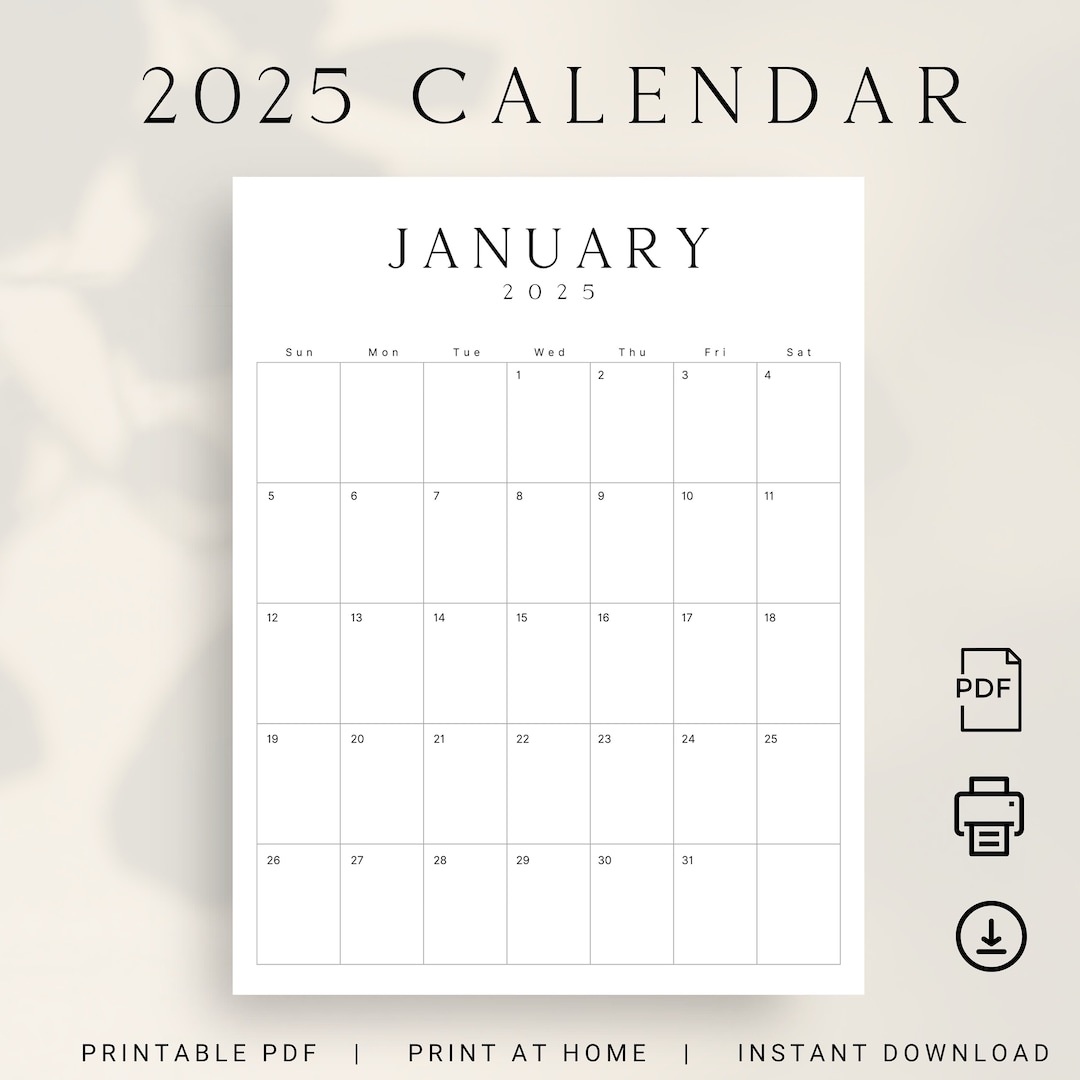 Free Printable Portrait Calendar 2025