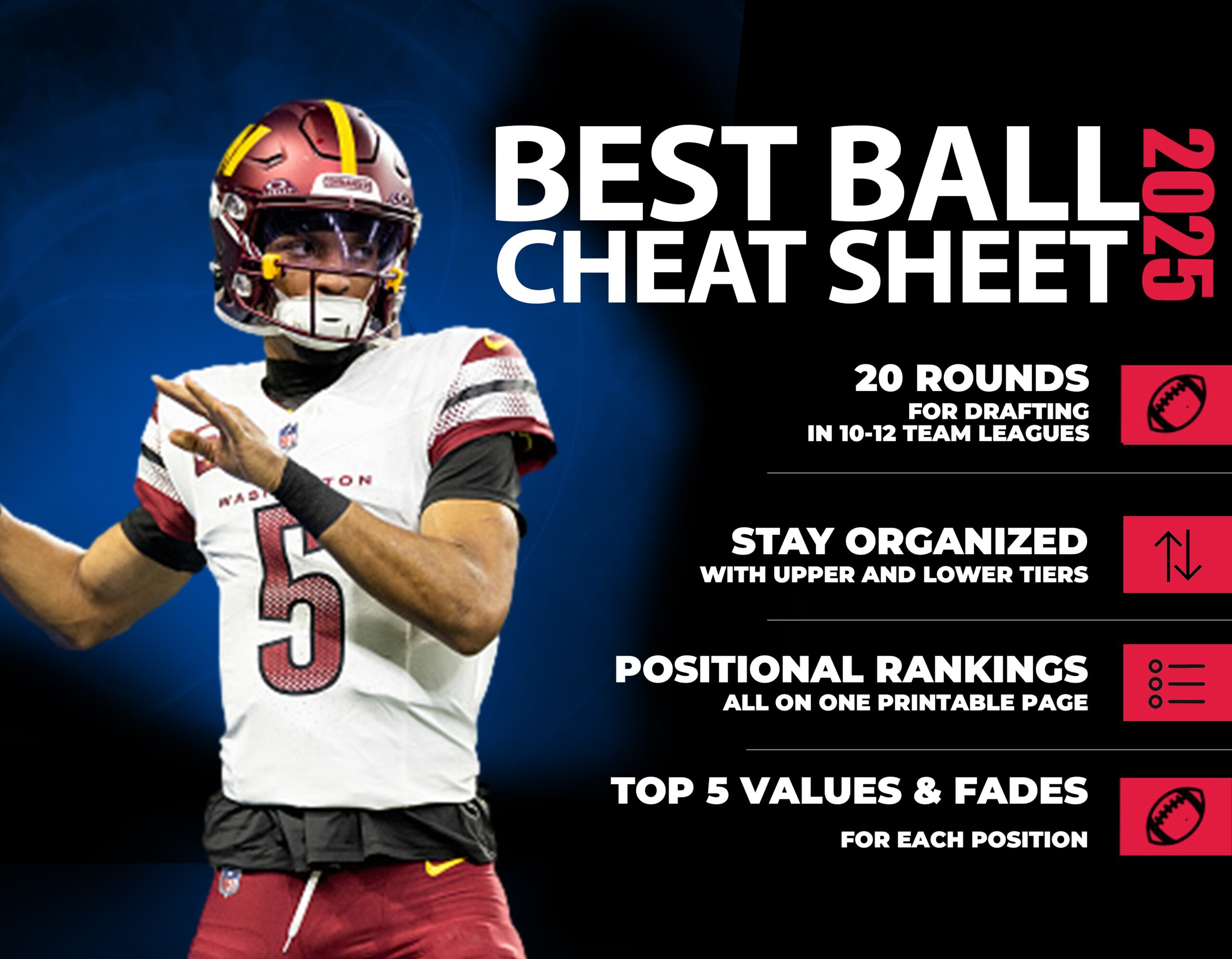 2025 Fantasy Football Best Ball Cheat Sheet Printable PDF