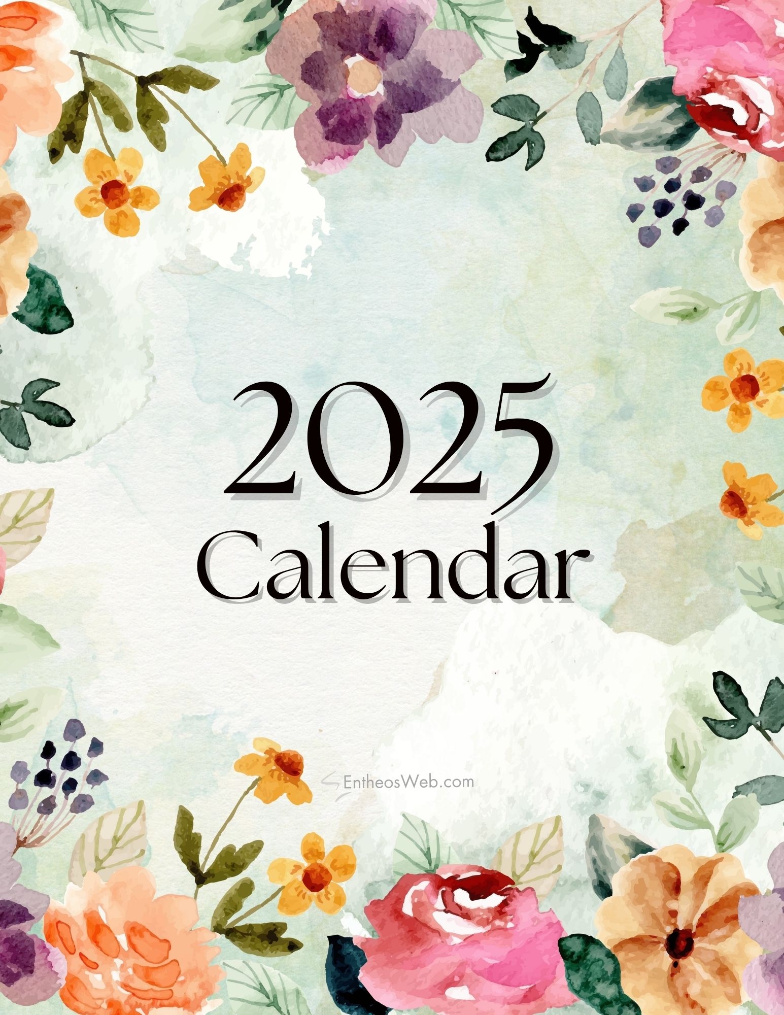 Flower Printable Calendar 2025