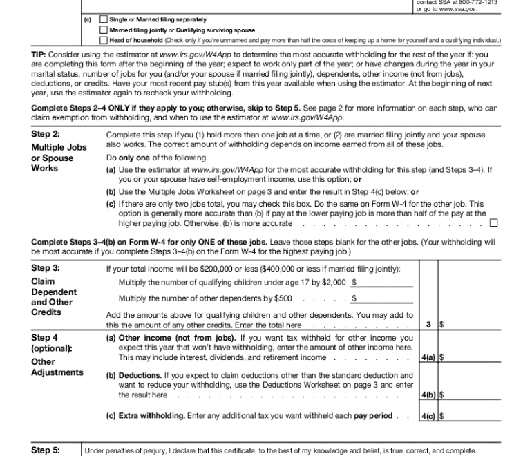 2025 Form IRS W 4 Fill Online Printable Fillable Blank PdfFiller