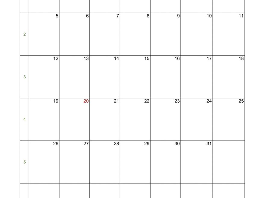 2025 Monthly Calendar Blank Vertical Template Free calendar template