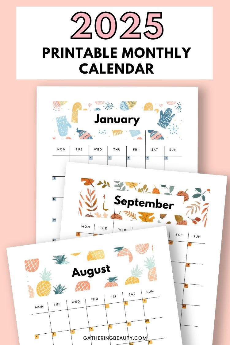 Decorative Printable Calendar 2025