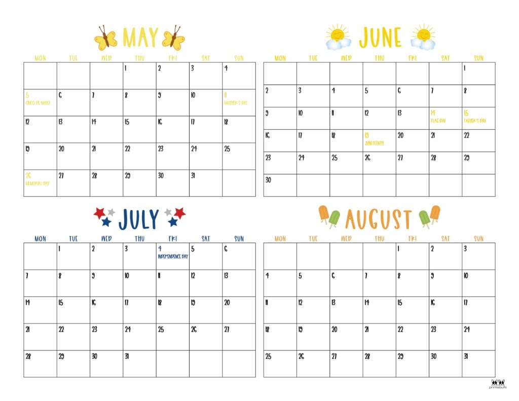 July And August 2025 Calendar Free Printable