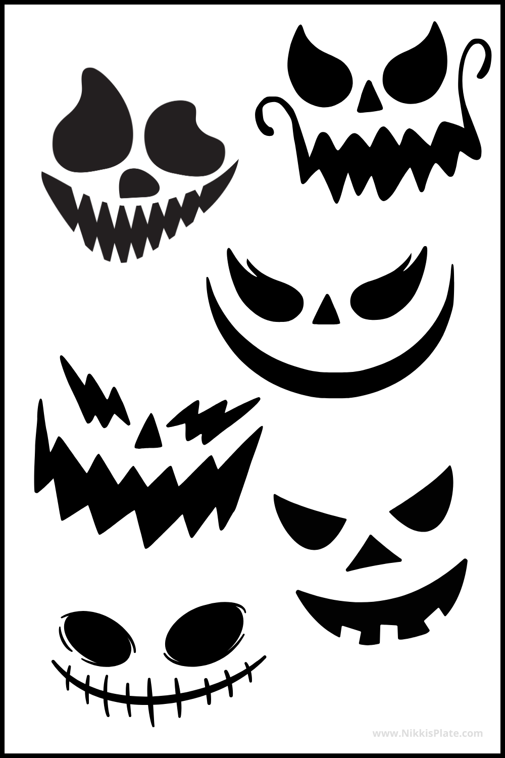 25 FREE Creepy Jack O lantern Faces Printable Stencils NP