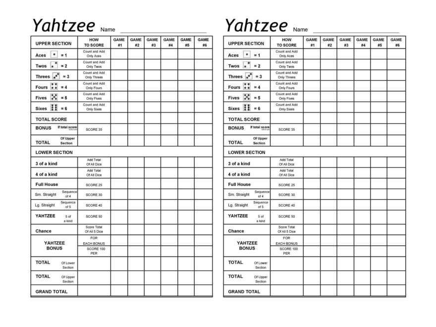 28 Printable Yahtzee Score Sheets Cards 101 FREE TemplateLab