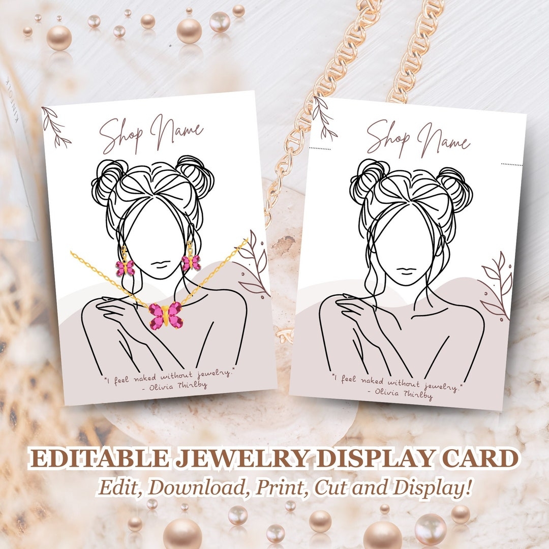 30 Custom Jewelry Display Card Template Earring Tag Necklace Holder Bracelet Card Line Art Female Illustration Earring Packaging Insert Etsy 30 Custom Jewelry Display Card Template Earring Tag Necklace Holder Bracelet Card Line Art Female Illustration Earring Packaging Insert Etsy