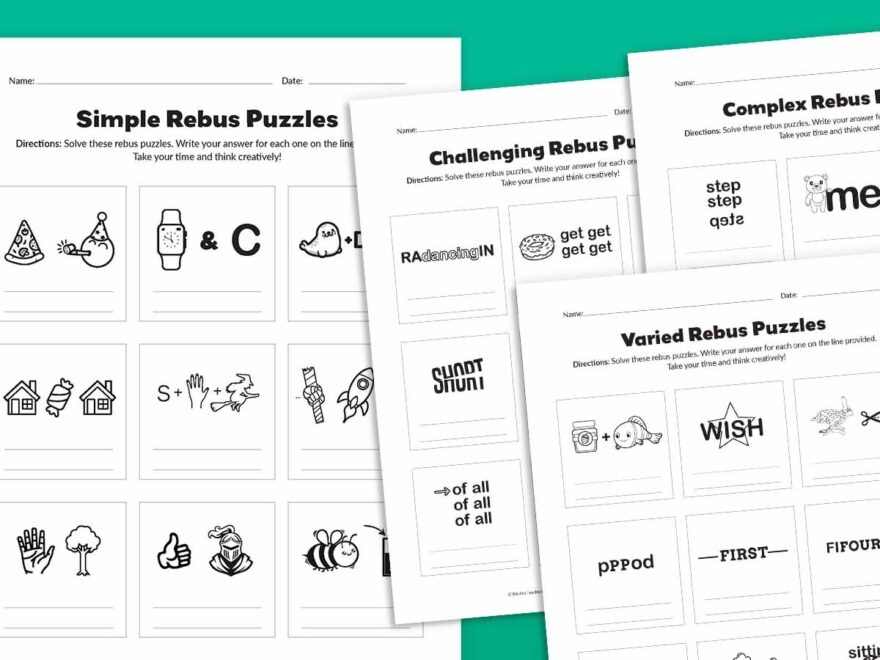 36 Rebus Puzzles With Answers Free Printable