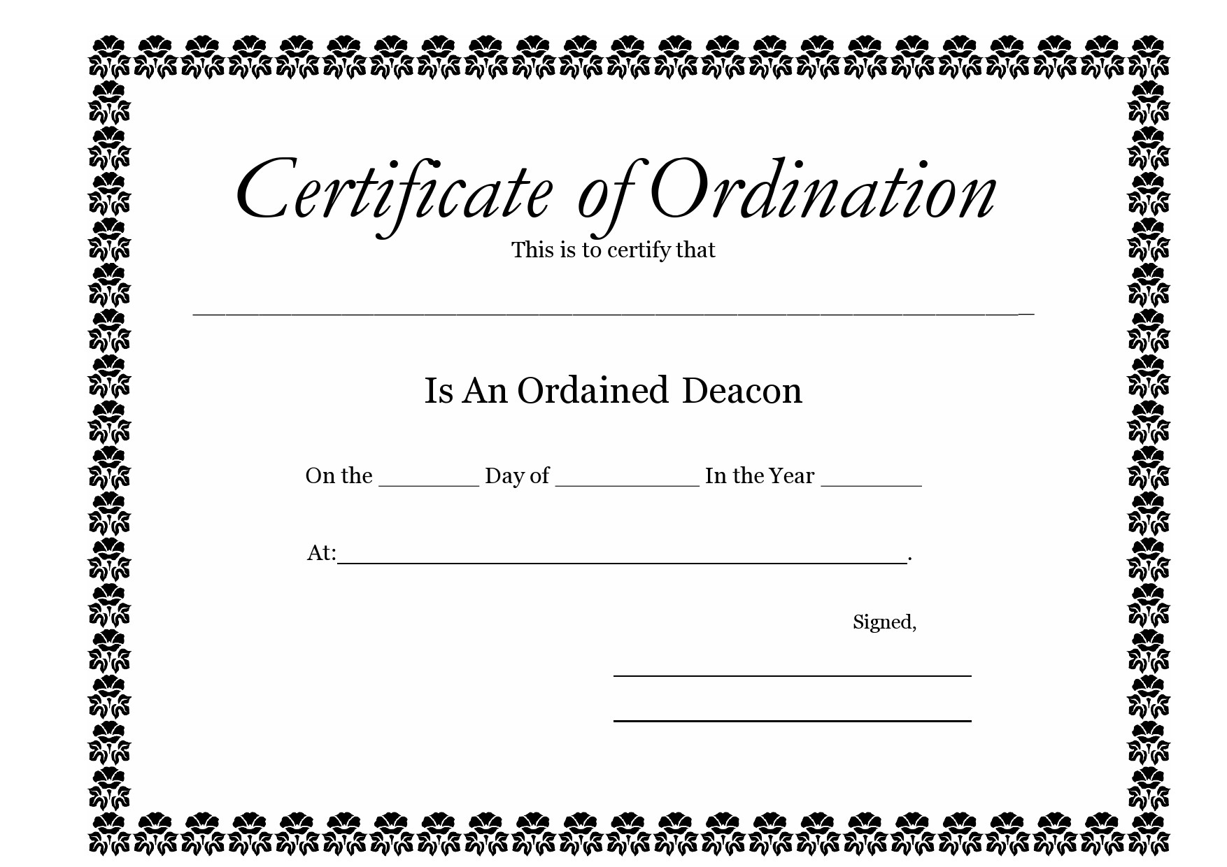 Wwwfree Printable Ordained Deacon Certificates