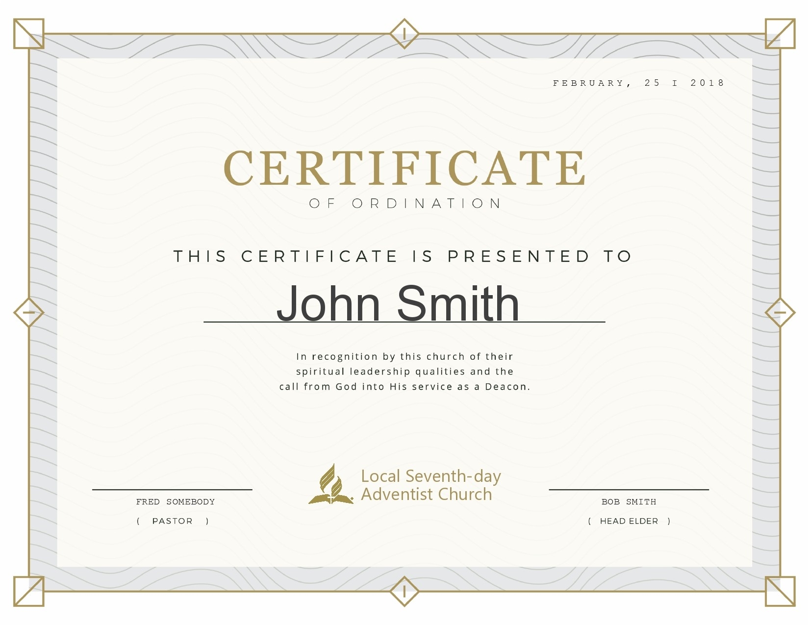 38 Ordination Certificate Templates Free Printables 
