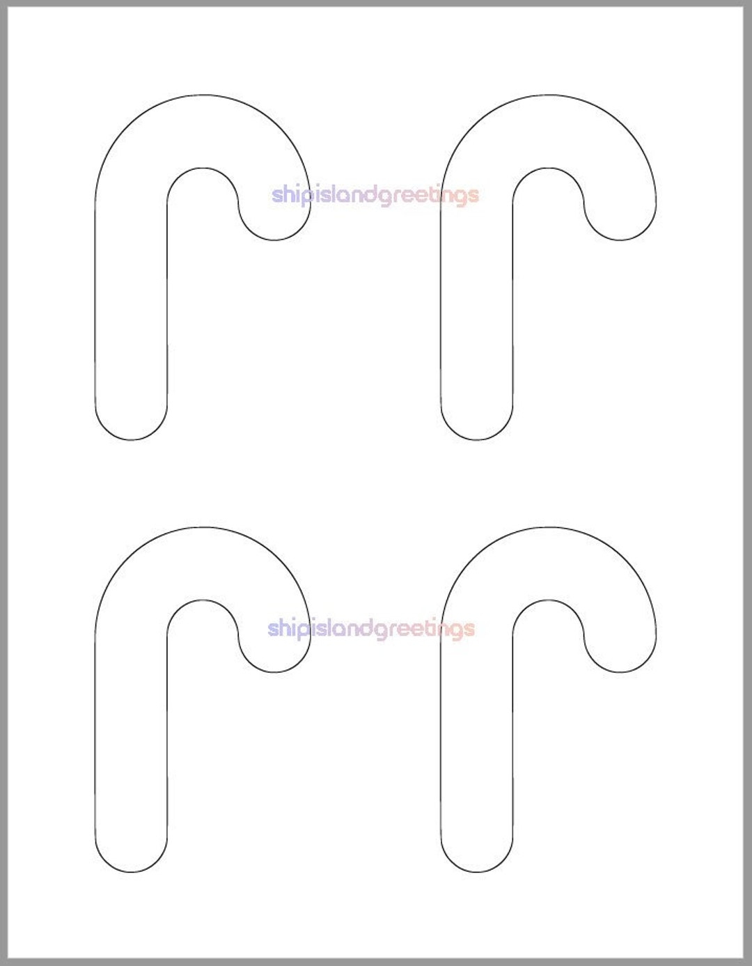 4 Inch Candy Cane Template printable Template holiday Templates candy Cane Cutout kids Christmas Crafts holiday Party Etsy