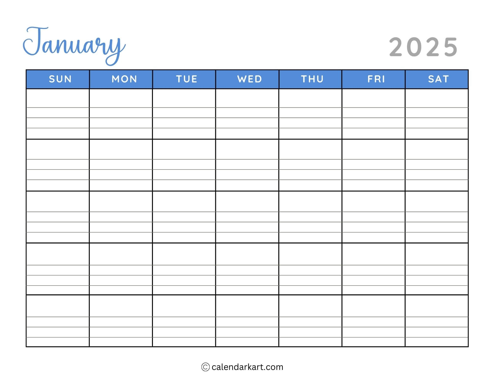 40 Printable January 2025 Calendars Free Pdf Calendarkart