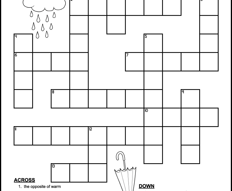 45 Crossword Puzzles For Kids Tree Valley Academy