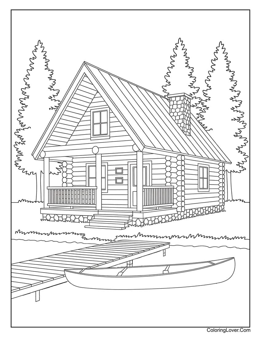 Free Printable Log Cabin Coloring Pages