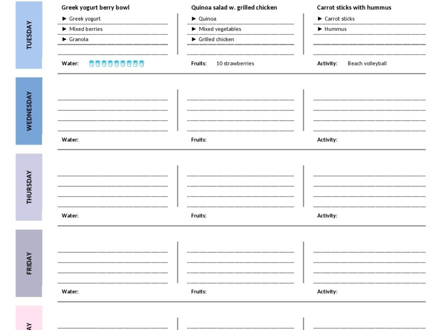49 Simple Food Diary Templates Food Log Examples