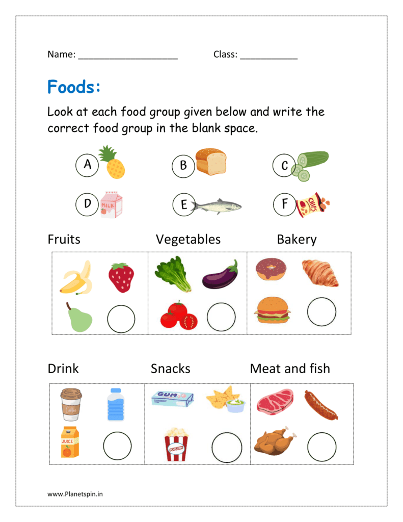 5 Food Groups Worksheet For Kindergarten Planetspin in