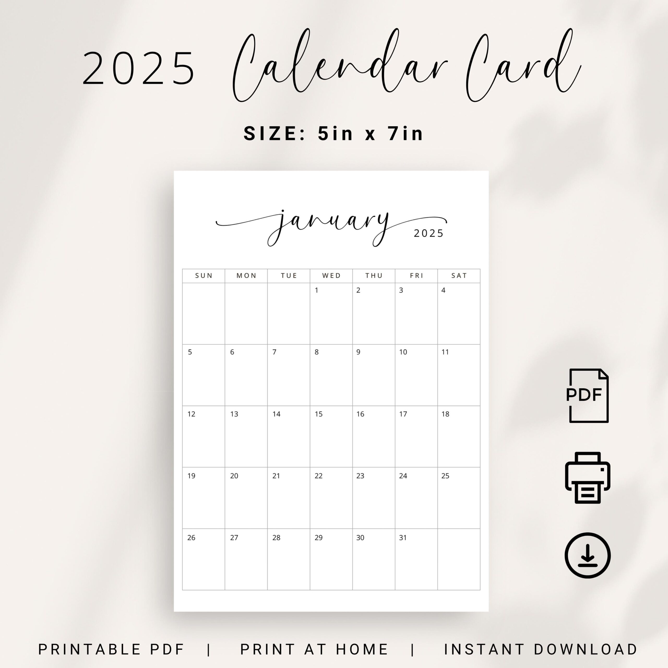 5x7 Inch 2025 Calendar Small Planner 2025 PRINTABLE Desk Calendar Elegant Instant Download 2025 Monthly Planner 5x7 Work Home Planner PDF Etsy 5x7 Inch 2025 Calendar Small Planner 2025 PRINTABLE Desk Calendar Elegant Instant Download 2025 Monthly Planner 5x7 Work Home Planner PDF Etsy