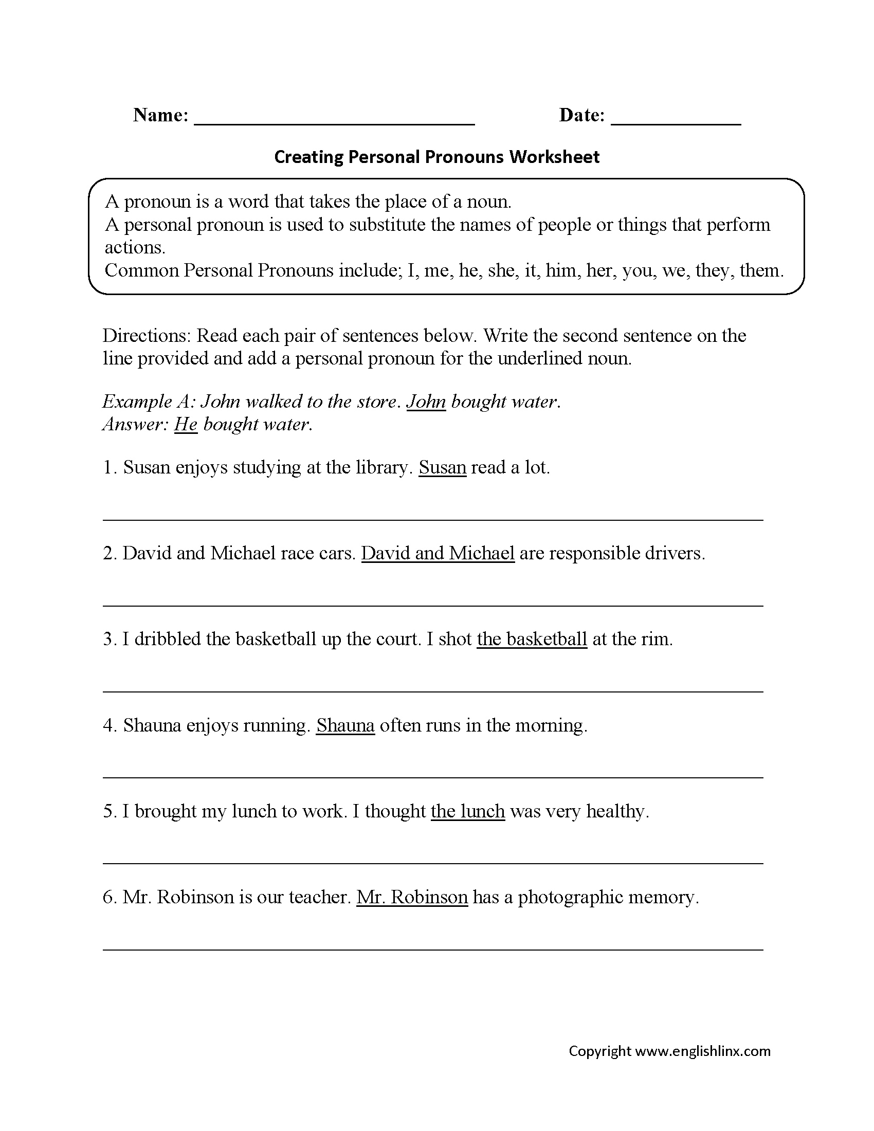 Free Printable Worksheets Personal Pronouns Free Printable Worksheets Personal Pronouns