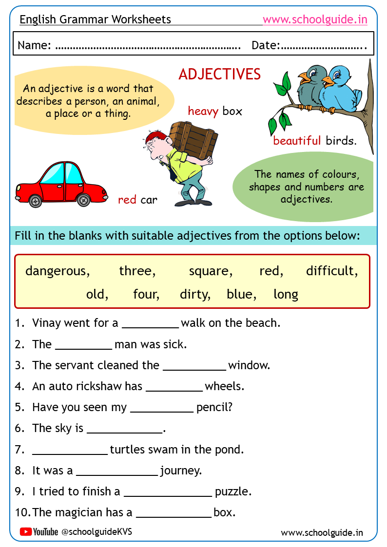 Adjectives Worksheets