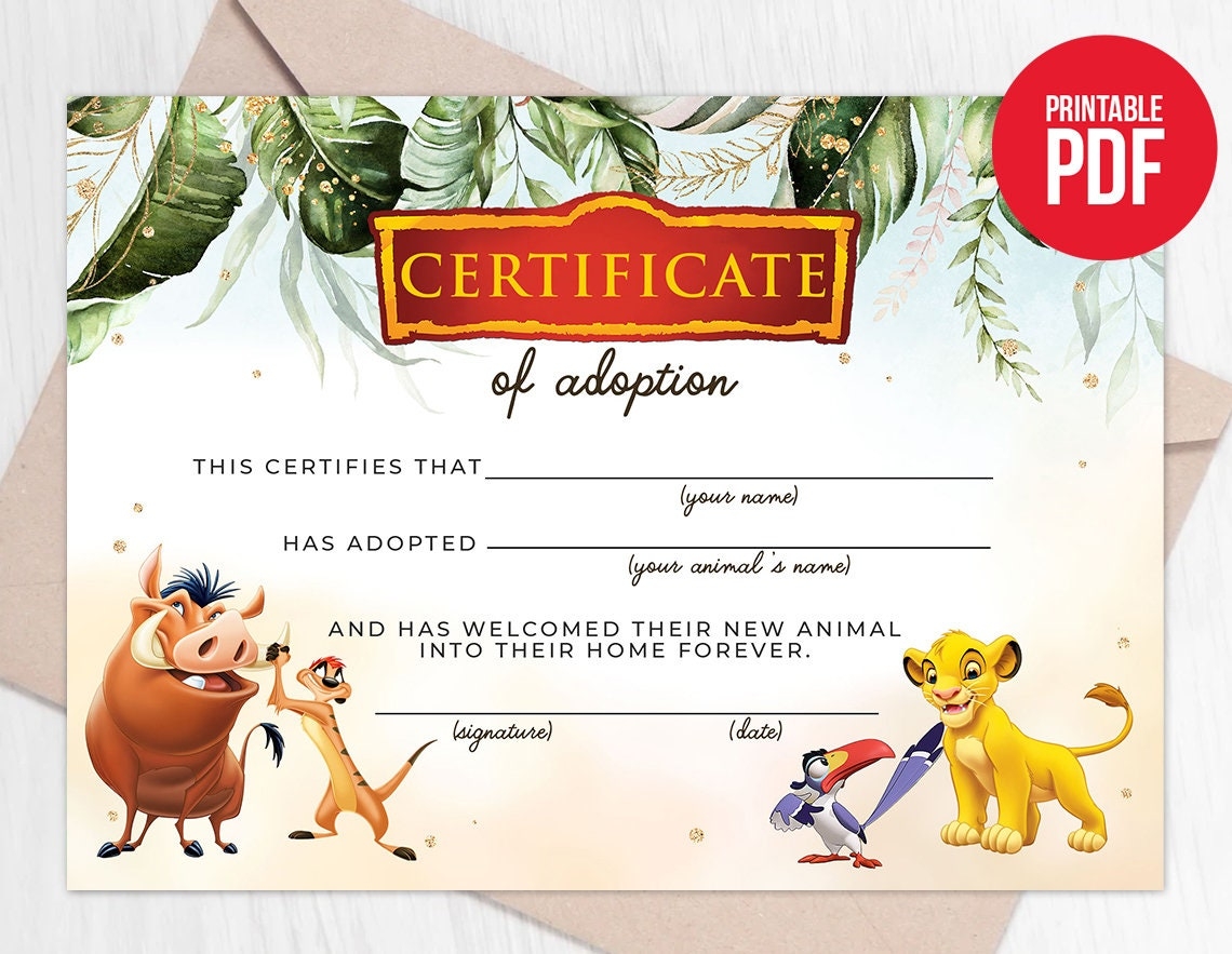 Printable Certificates With Lions