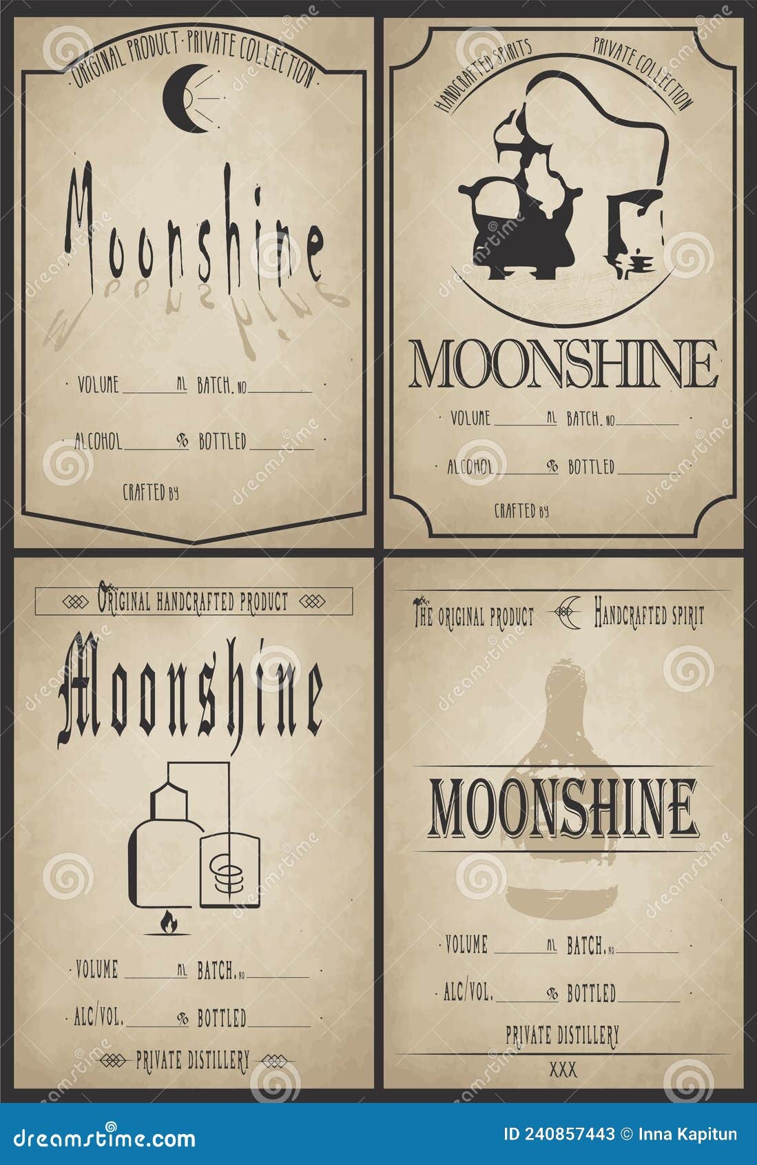 Alcohol Drinks Vintage Labels Vintage Design Moonshine Label Stock Vector Illustration Of Vodka Writing 240857443