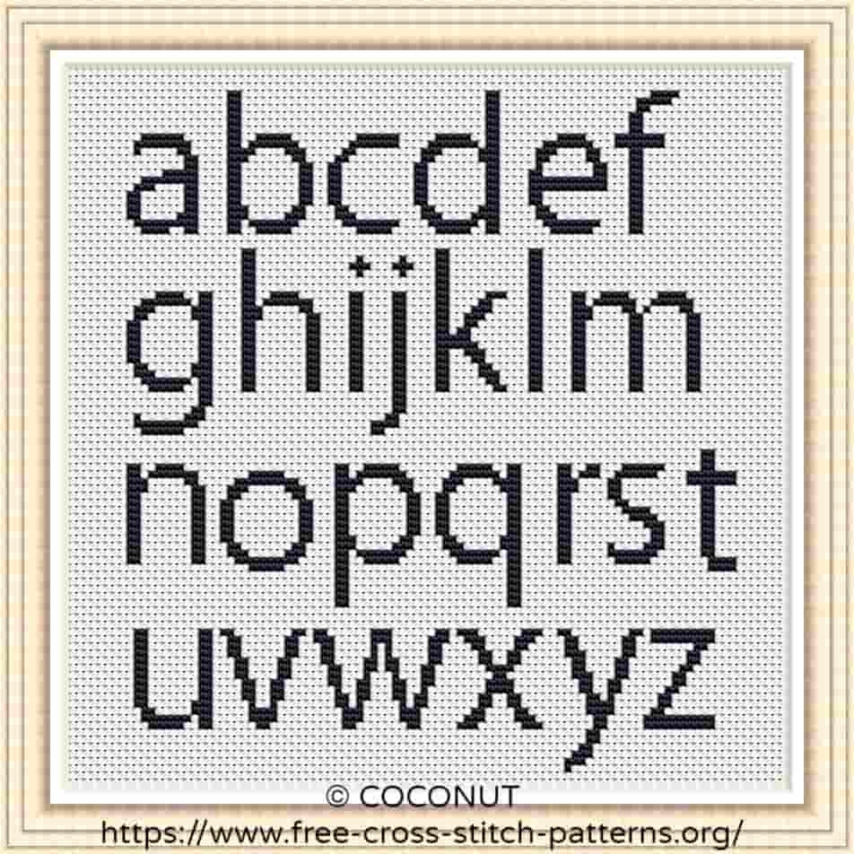 ALPHABET 1 LOWERCASE FREE AND EASY PRINTABLE CROSS STITCH PATTERN Free Cross Stitch Pattern