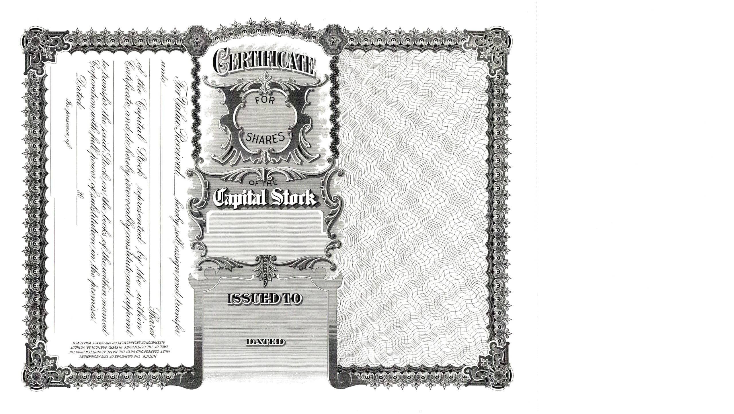 Stock Certificate Black And White Printable From Computer