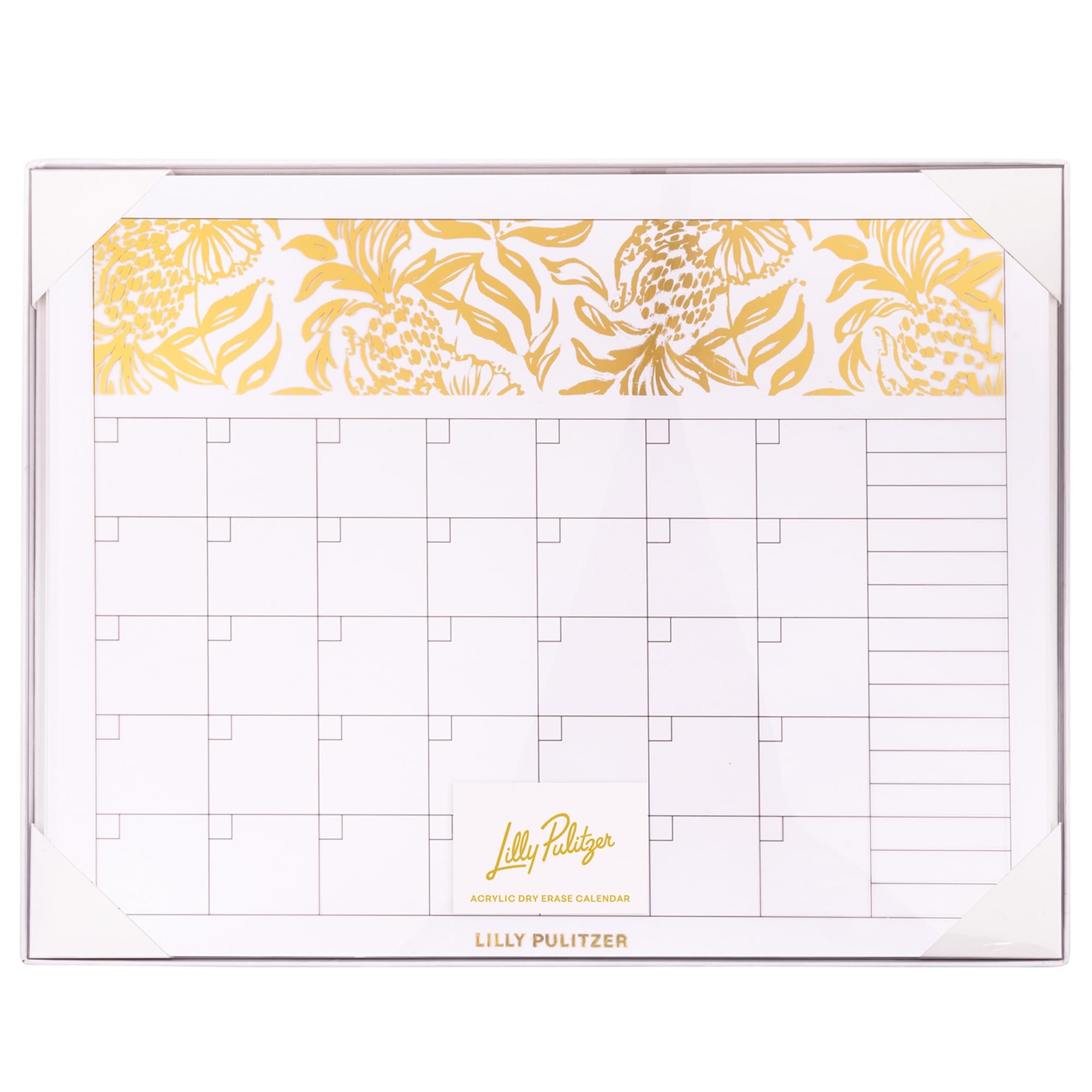 Amazon Lilly Pulitzer White Board Calendar With Dry Erase Markers Reusable Wall Calendar With Month View Erasable Monthly Agenda Gold Metallic Office Products
