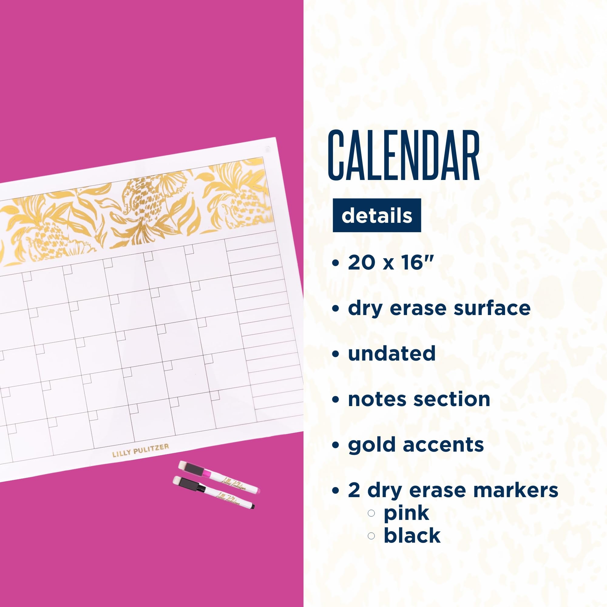 Amazon Lilly Pulitzer White Board Calendar With Dry Erase Markers Reusable Wall Calendar With Month View Erasable Monthly Agenda Gold Metallic Office Products