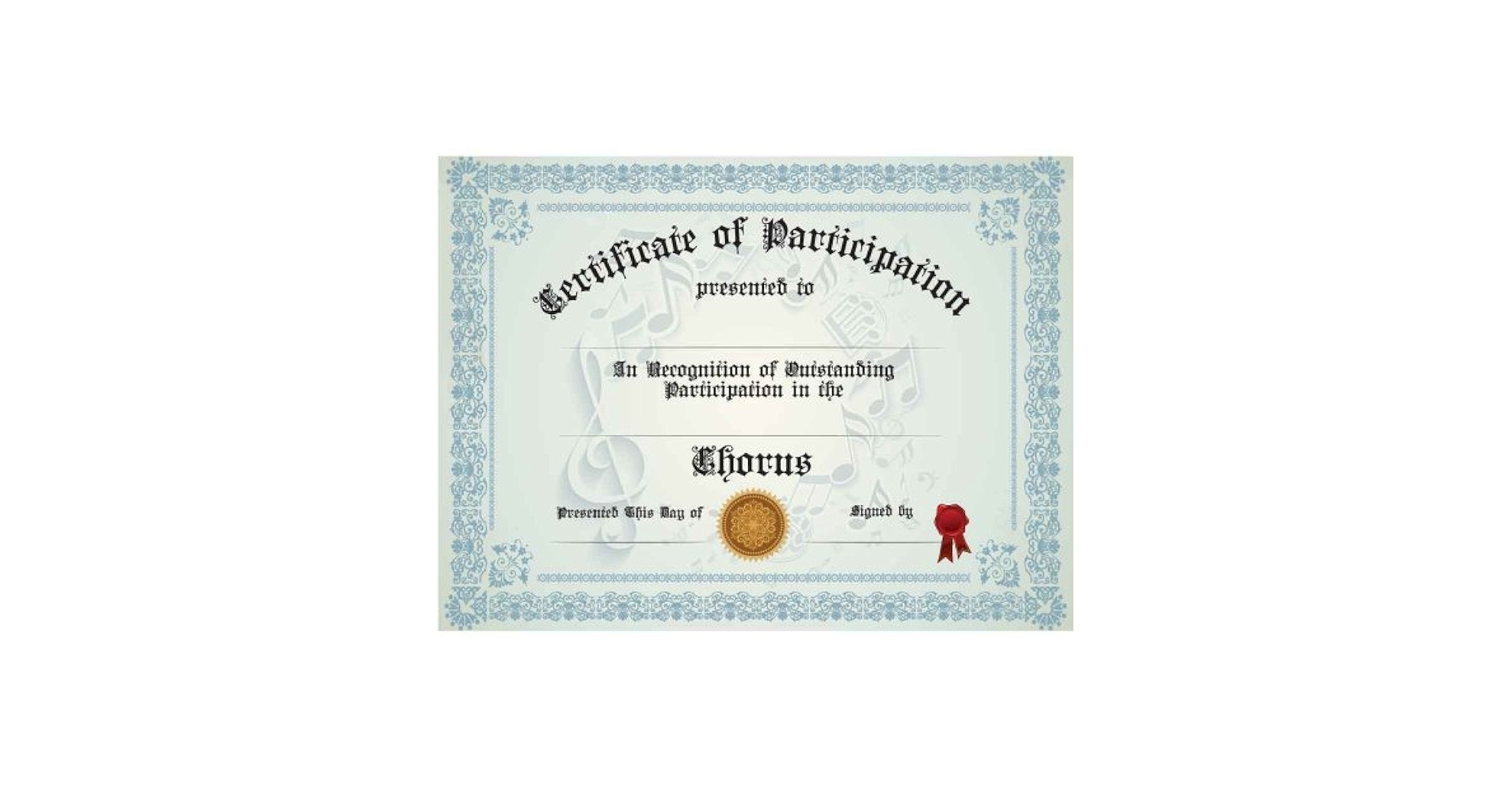 Chorus Award Printable Certificate