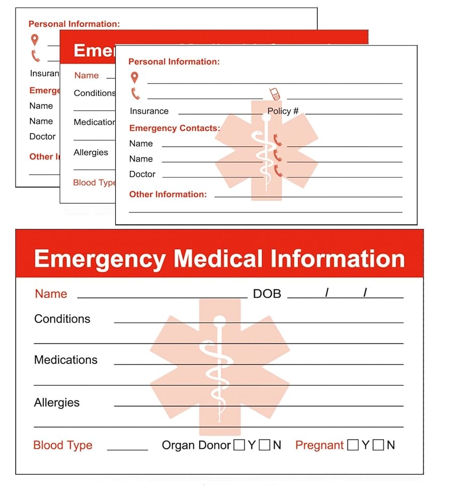 Amazon RXBC2011 Emergency Medical Information ID Card Pack Of 5 Office Products