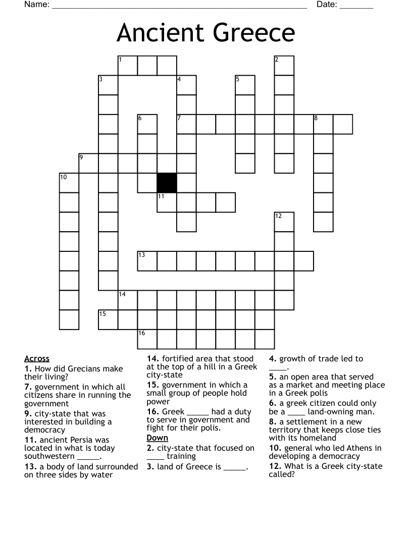 Ancient Greece Crossword WordMint
