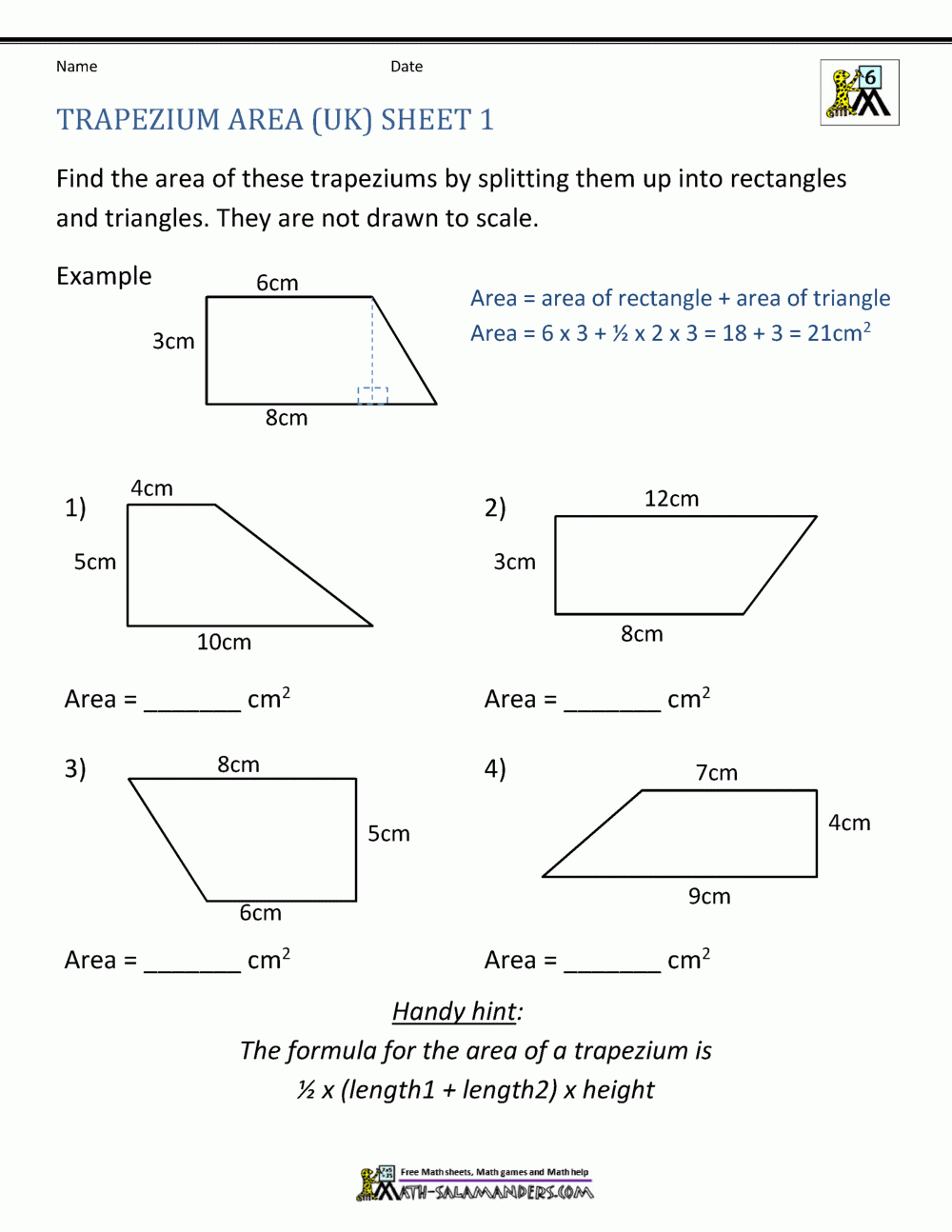 Area Worksheets Free Printable