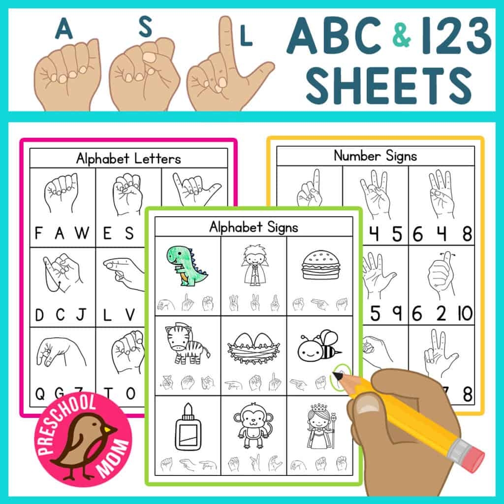 ASL Worksheets Preschool Mom