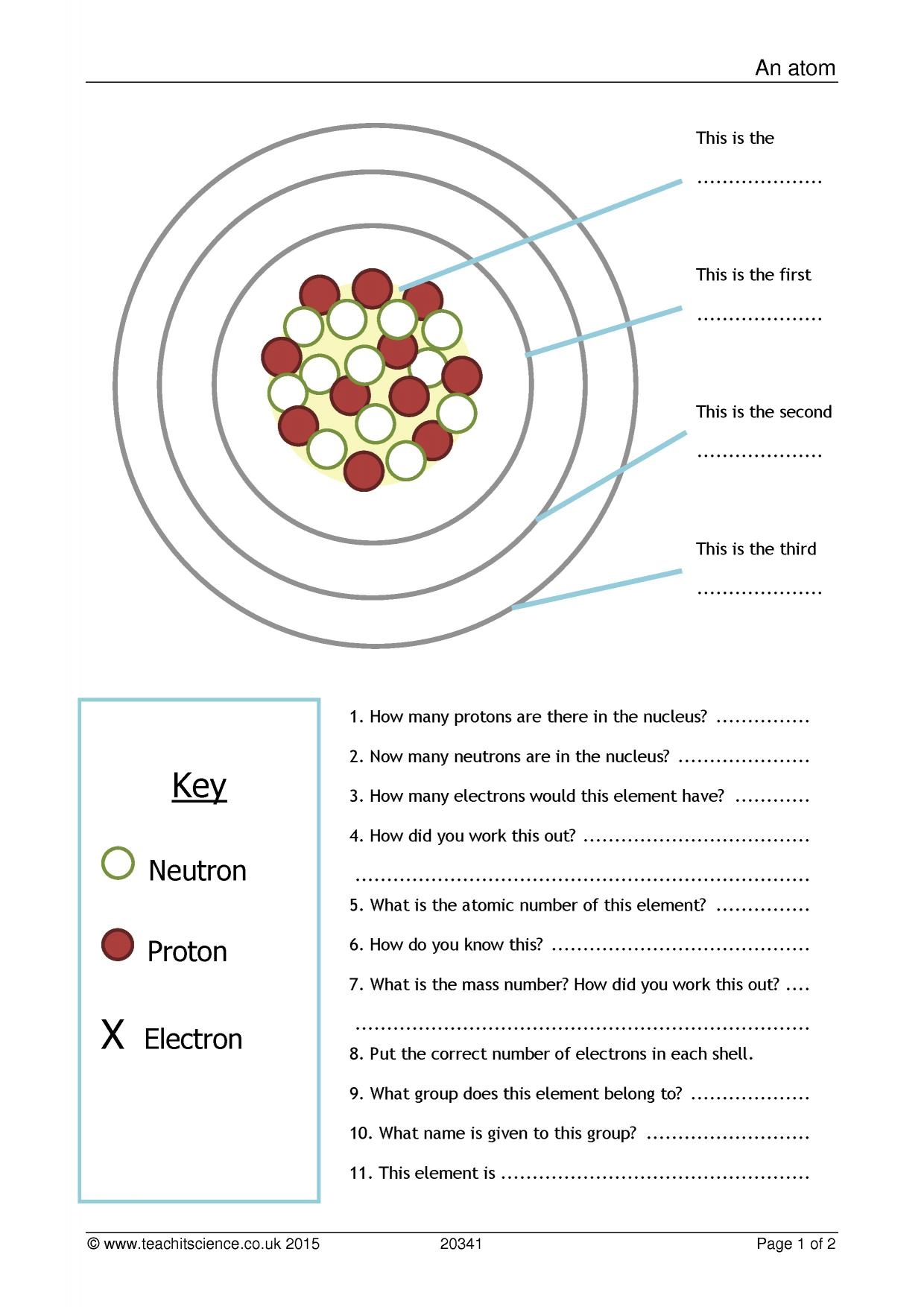 Atomic Structure Worksheet KS4 Chemistry Teachit Worksheets Library Atomic Structure Worksheet KS4 Chemistry Teachit Worksheets Library