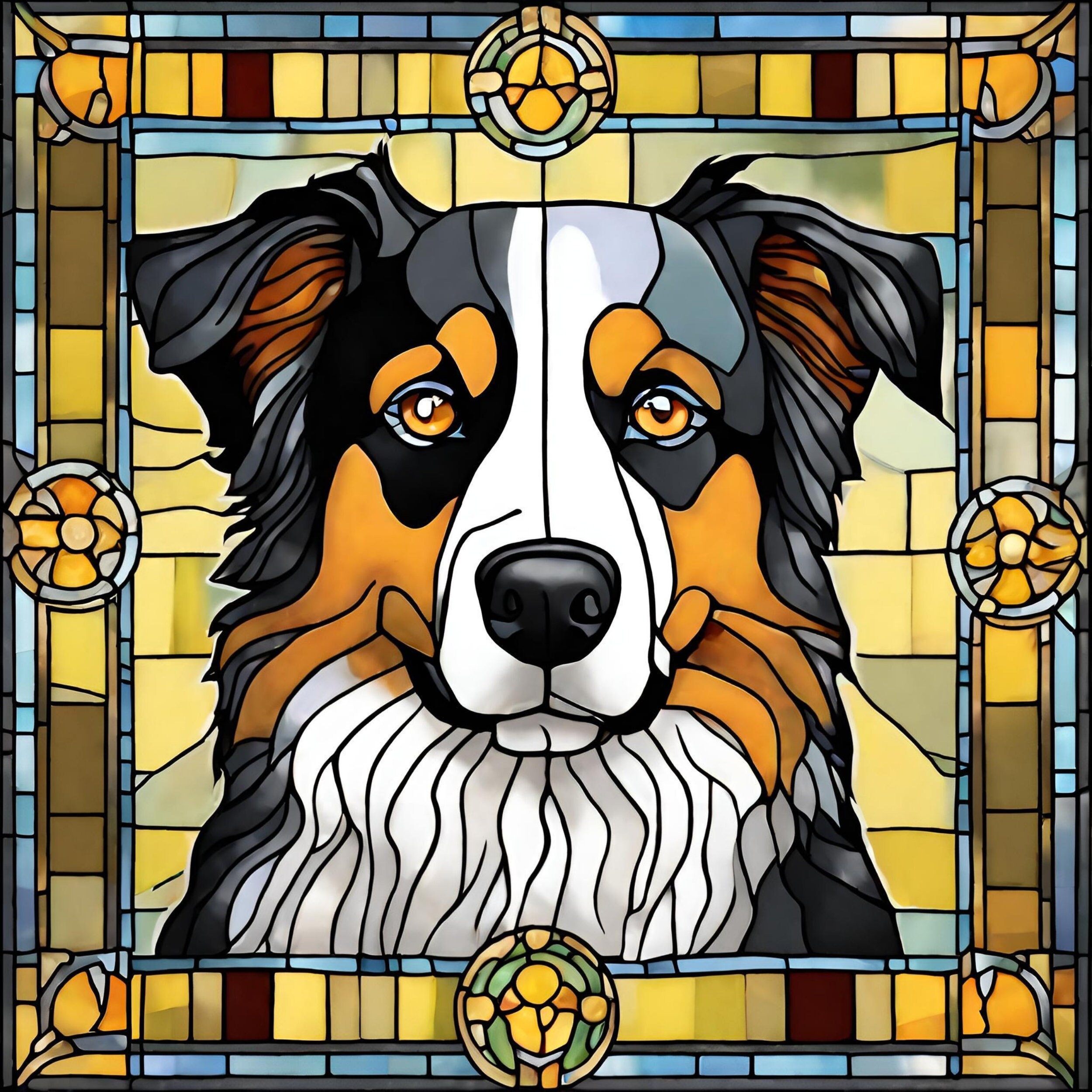 Australian Shepherd Stained Glass PNG Australian Shepherd Stained Glass Design For Tumbler Sublimation Stained Glass PNG Etsy