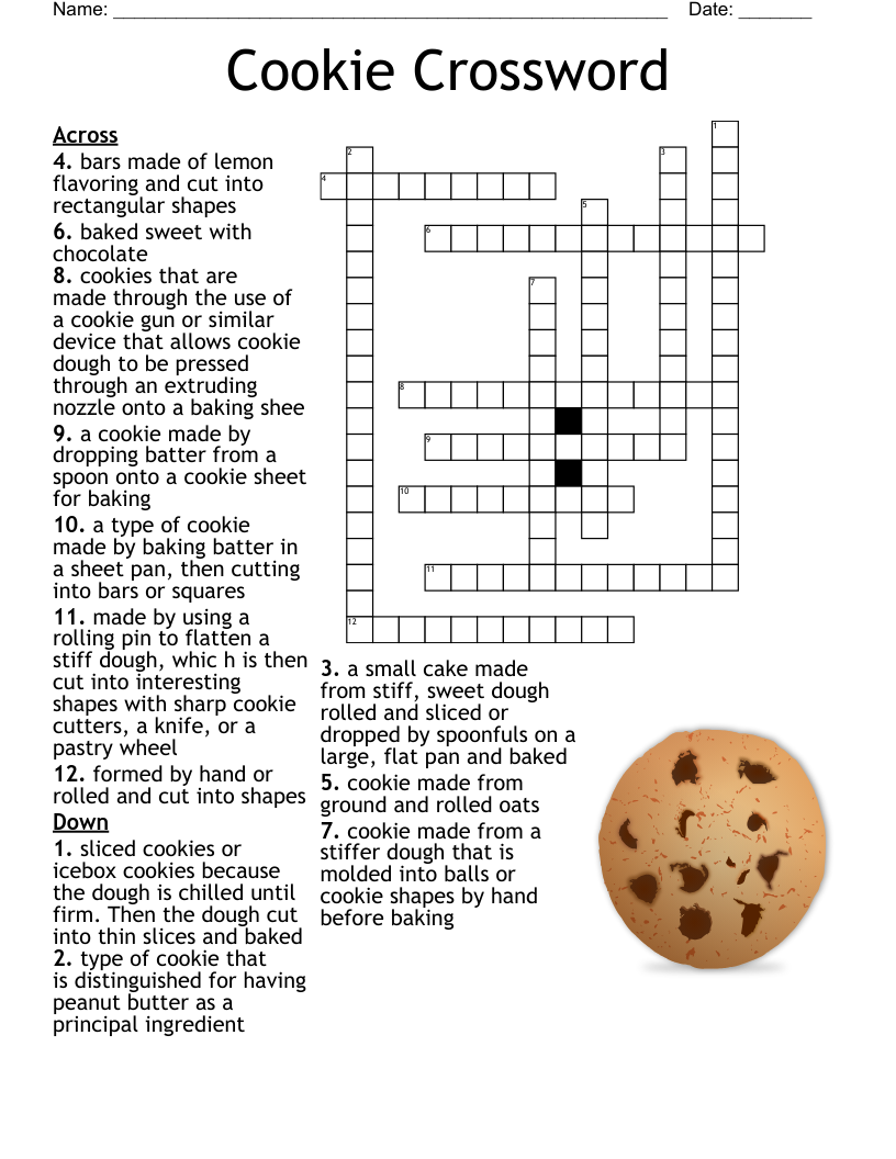 Bakery Items Crossword WordMint