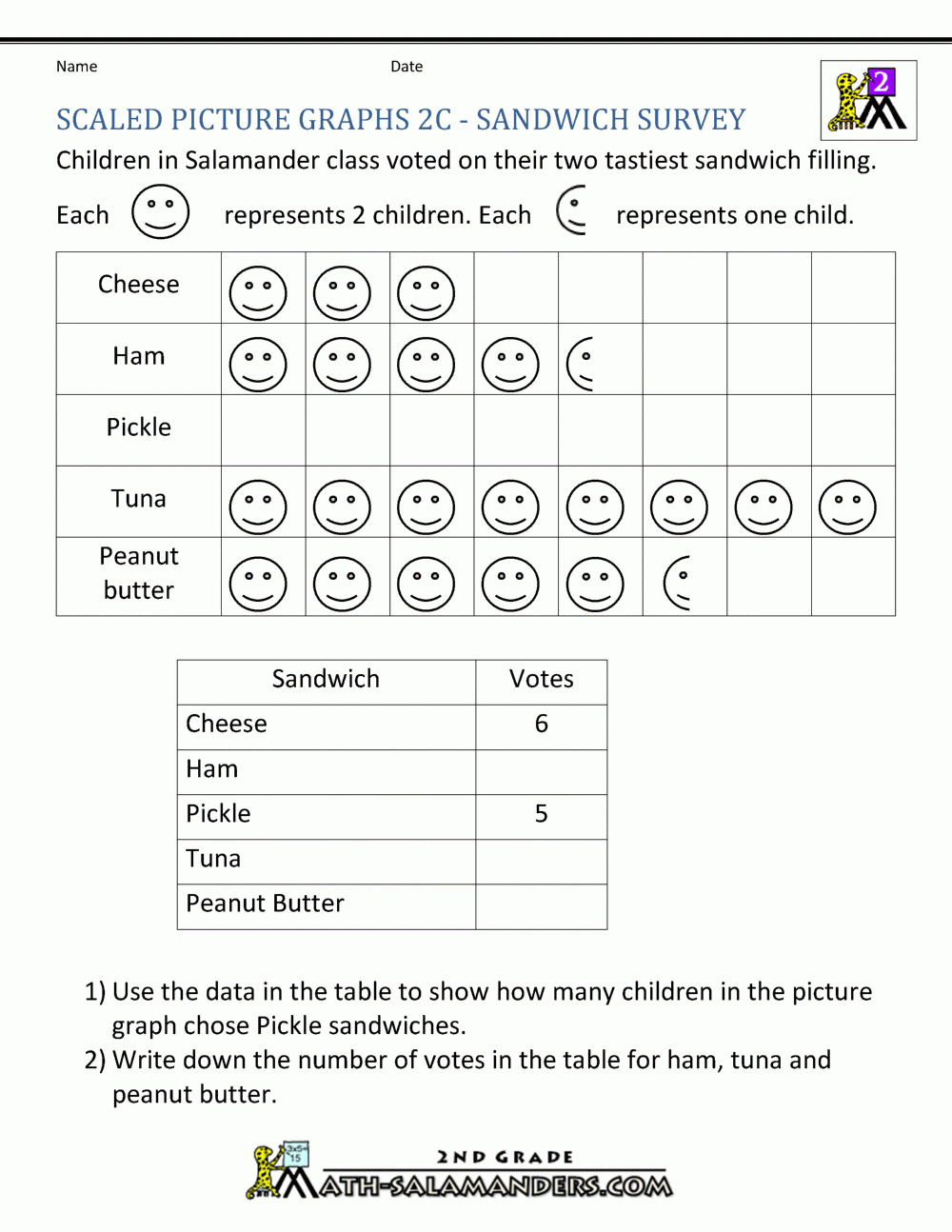 Simple Table Graph Worksheets Printable