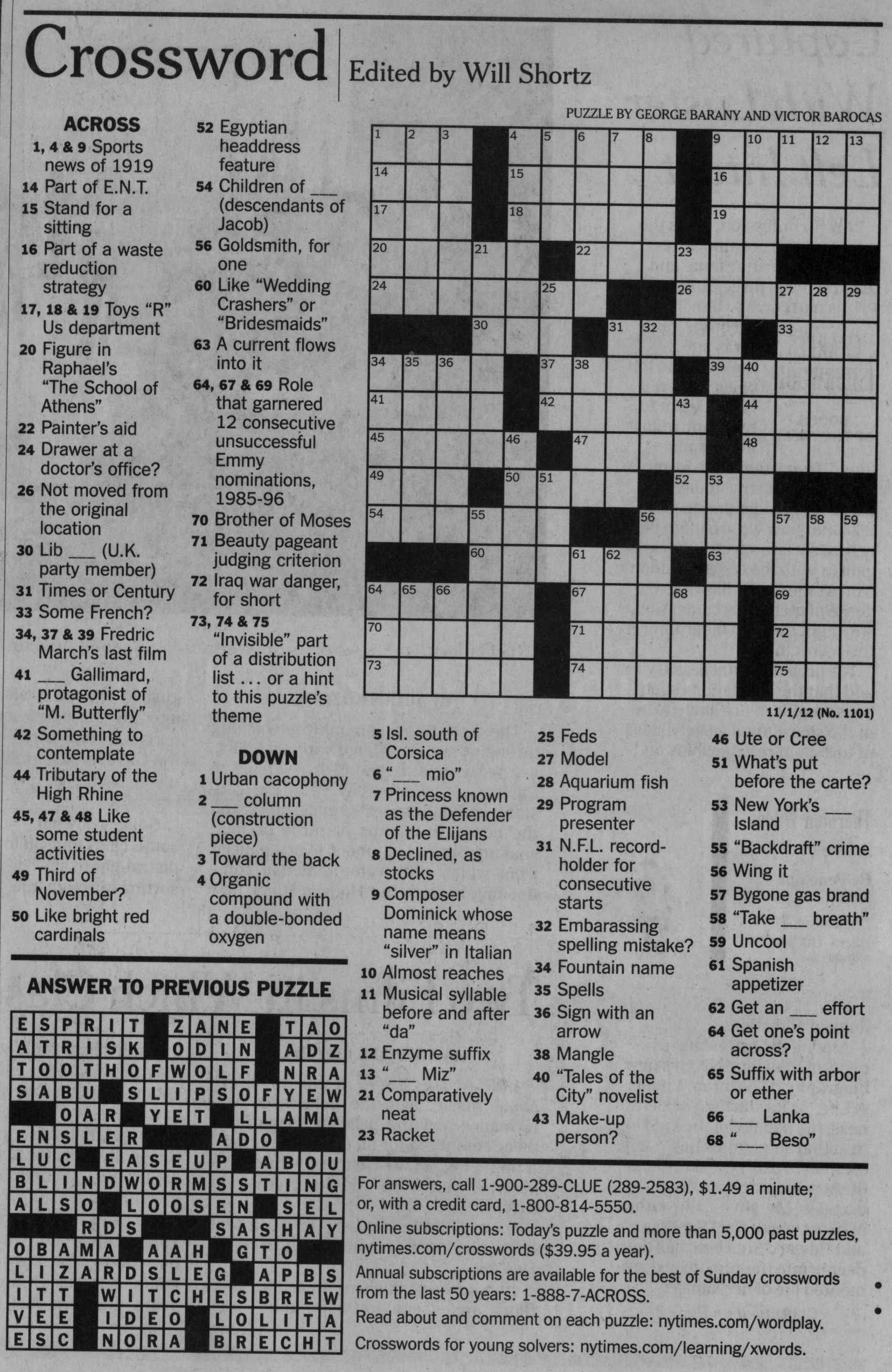 New York Times Sunday Crossword Printable Free