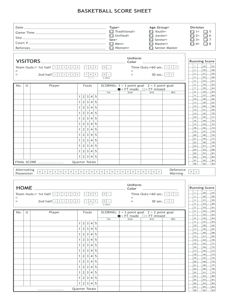 Basketball Stats Sheets Fill Online Printable Fillable Blank PdfFiller
