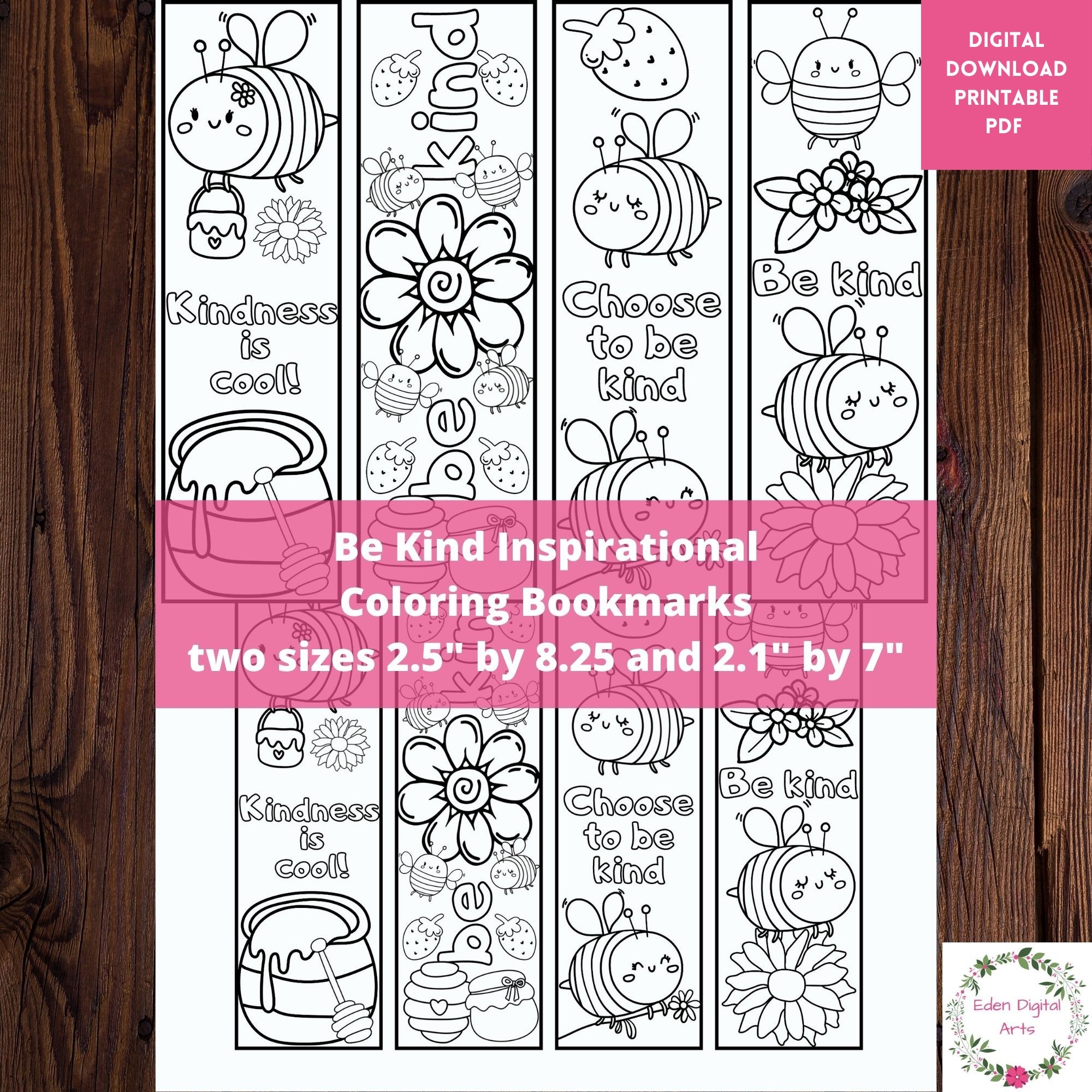 Be Kind Coloring Bookmarks Cute Bees Share Kindness Craft Activity Anti Bullying Positive Encouraging Quotes Classful
