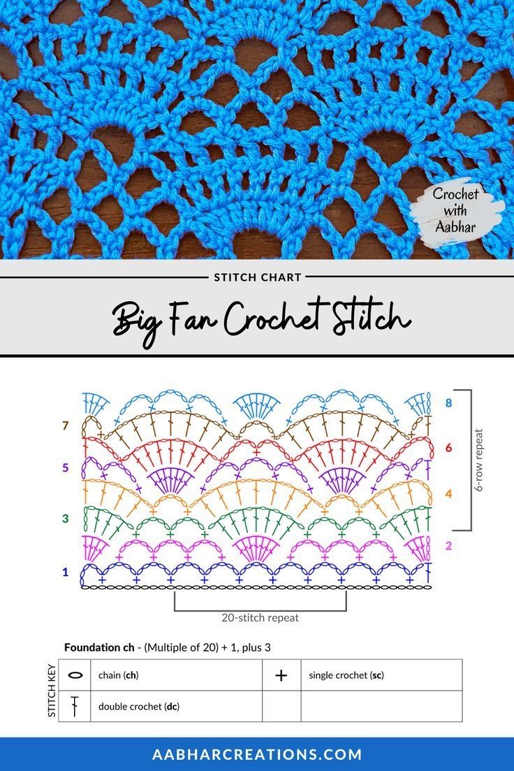 Big Fan Crochet Stitch Free Printable Crochet Stitch Chart