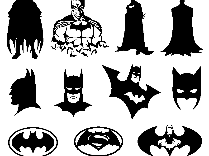 Black And White Batman Silhouette Vector Designs