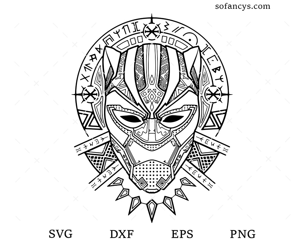 Black Panther Face SVG DXF EPS PNG Cut Files