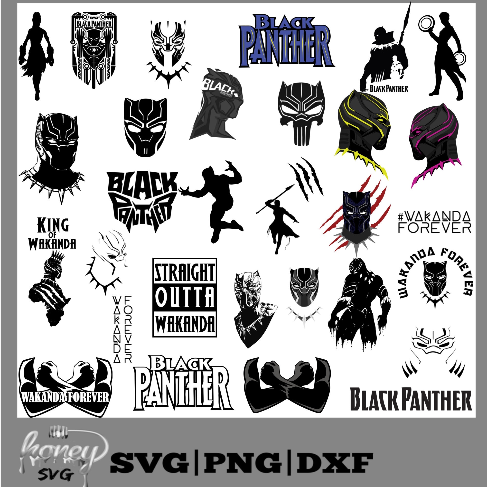 Black Panther Comic Silhouettes Png Free Printable Images